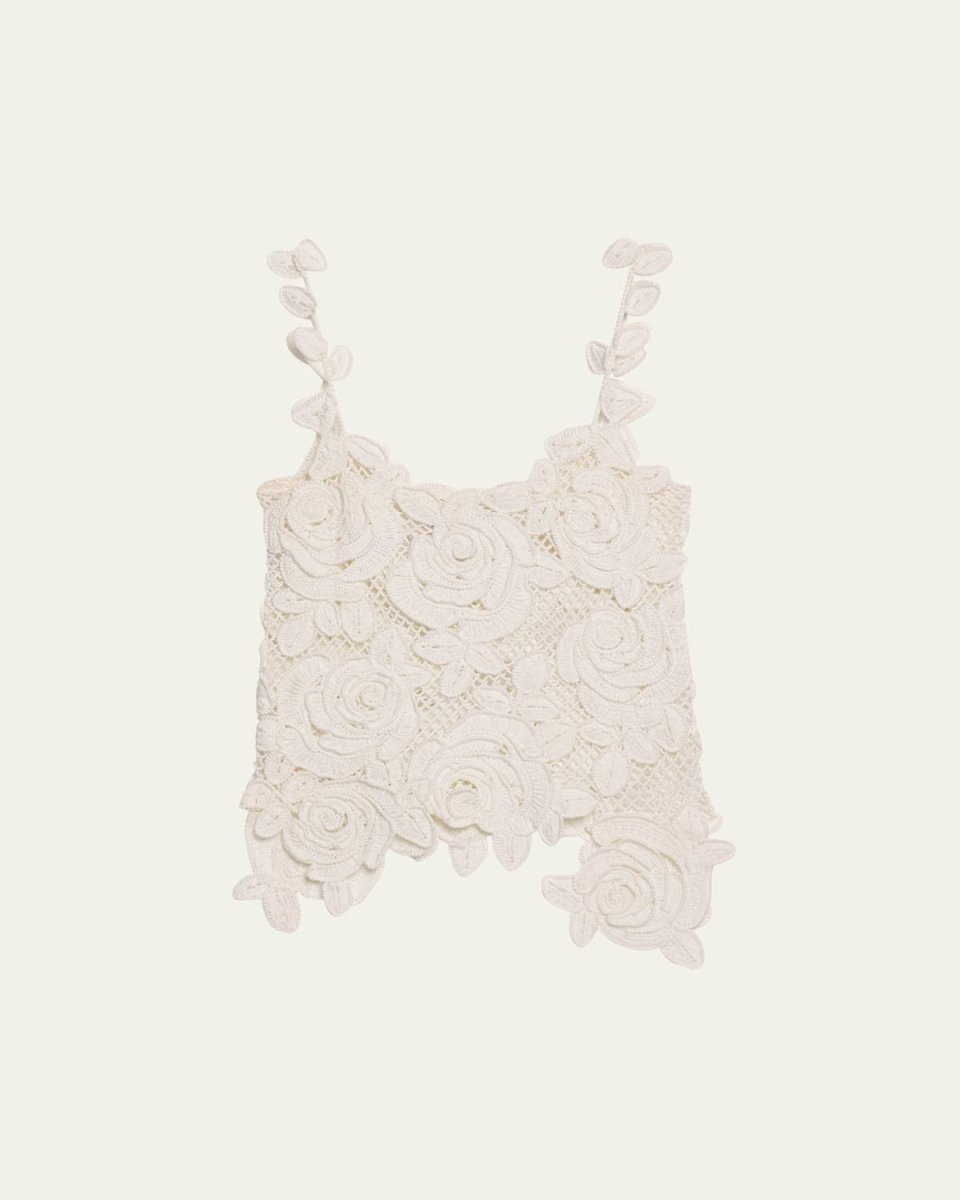 Rose Crochet Mesh Asymmetric Tank Top